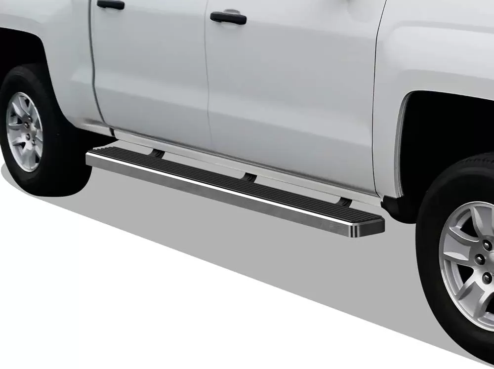 imageAPS Black Running Boards Style Compatible with Chevy Silverado GMC Sierra 20072018 Double Cab Extended Cab ampamp 2500 HD 2019 Exclude 07 ClassicInclude 19 1500 LD Nerf Bars Steps 6inStainless Steel Polished