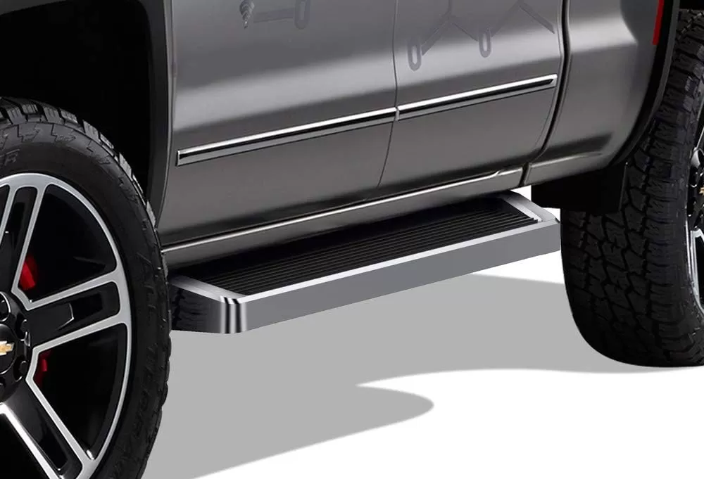 imageAPS Black Running Boards Style Compatible with Chevy Silverado GMC Sierra 20072018 Double Cab Extended Cab ampamp 2500 HD 2019 Exclude 07 ClassicInclude 19 1500 LD Nerf Bars Steps 6inAluminum Silver