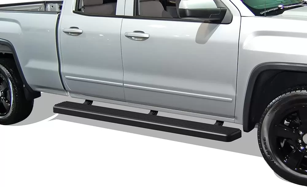 imageAPS Black Running Boards Style Compatible with Chevy Silverado GMC Sierra 20072018 Double Cab Extended Cab ampamp 2500 HD 2019 Exclude 07 ClassicInclude 19 1500 LD Nerf Bars Steps 6inStainless Steel Black