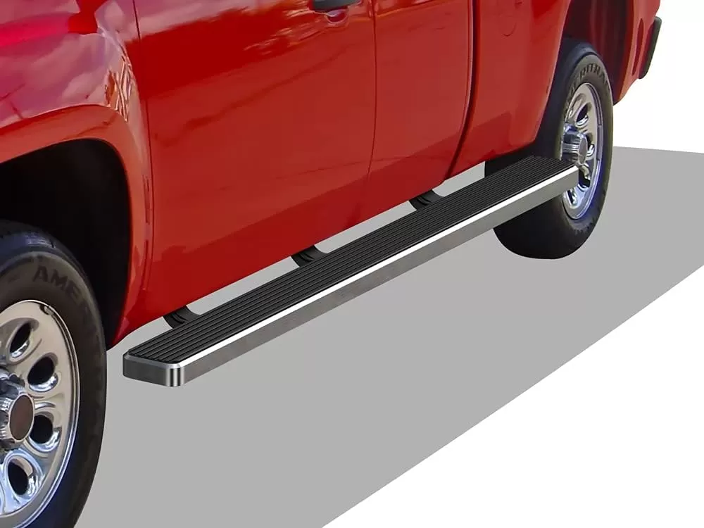 imageAPS Black Running Boards Style Compatible with Chevy Silverado GMC Sierra 20072018 Double Cab Extended Cab ampamp 2500 HD 2019 Exclude 07 ClassicInclude 19 1500 LD Nerf Bars Steps 6inStainless Steel Polished