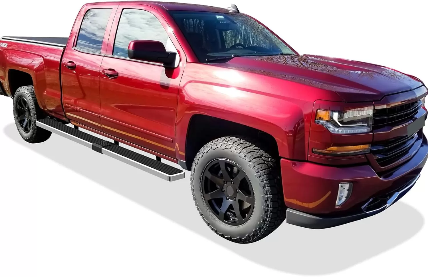 imageAPS Black Running Boards Style Compatible with Chevy Silverado GMC Sierra 20072018 Double Cab Extended Cab ampamp 2500 HD 2019 Exclude 07 ClassicInclude 19 1500 LD Nerf Bars Steps 6inAluminum Silver