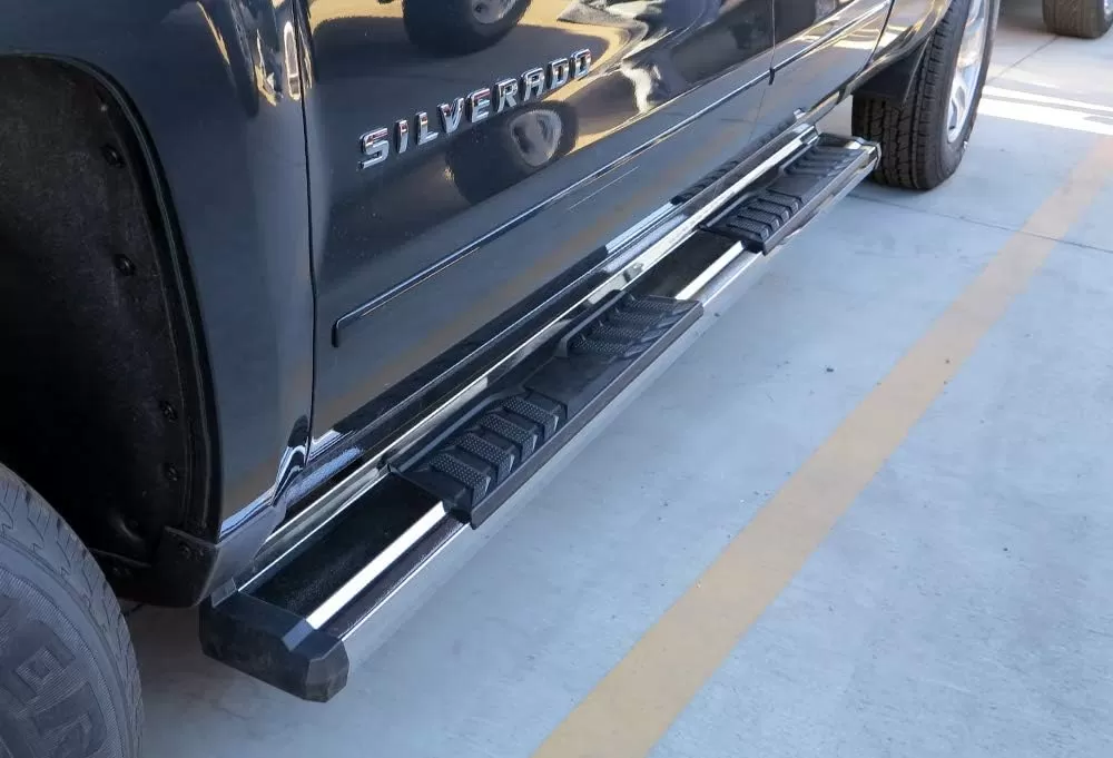 imageAPS Chrome OE Style Nerf Bars Running Boards Compatible with Chevy Silverado GMC Sierra 20072018 Double Extended Cab ampamp 2500 3500 2019 Exclude 07 Classic