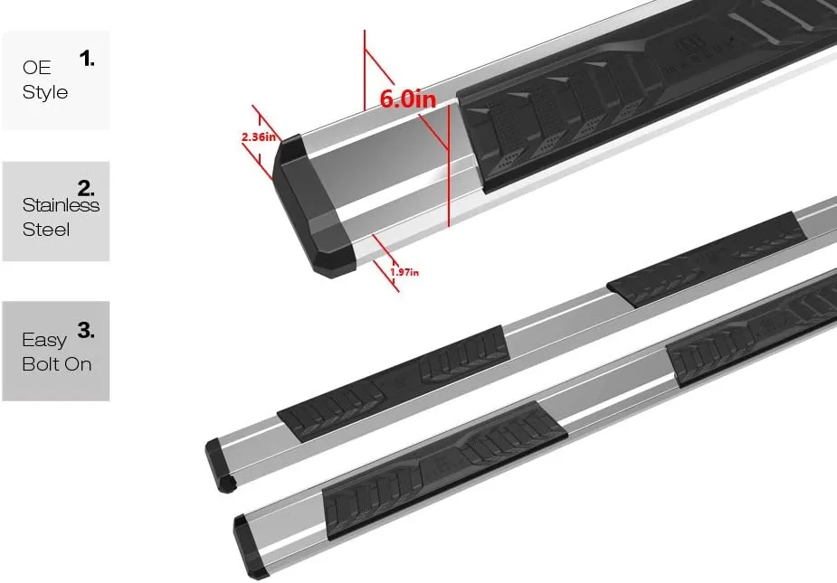 imageAPS Chrome OE Style Nerf Bars Running Boards Compatible with Chevy Silverado GMC Sierra 20072018 Double Extended Cab ampamp 2500 3500 2019 Exclude 07 Classic