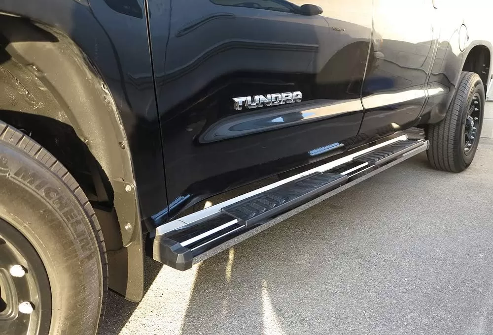 imageAPS Chrome OE Style Nerf Bars Running Boards Compatible with Toyota Tundra 20072021 Double Cab