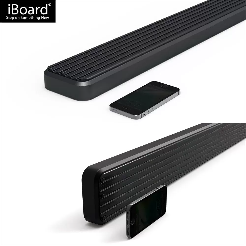 imageAPS Premium 4in Black Running Boards Compatible with Silverado Sierra Double Cab 0718