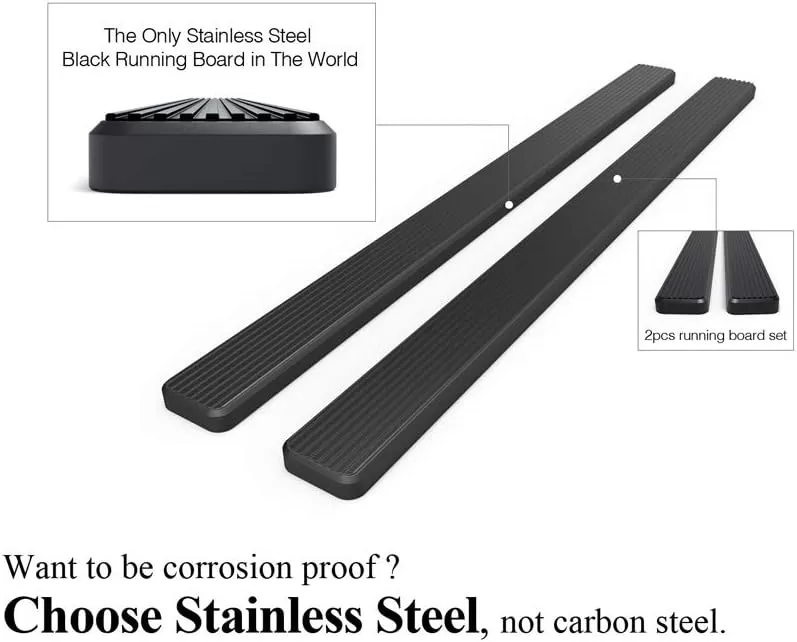 imageAPS Running Boards Nerf Bars Side Steps Compatible with Chevy Silverado GMC Sierra 20072018 Double Cab Extended Cab 55ft Short Bed ampamp 2500 2019 Exclude 07 Classic Black 6in Wheel to Wheel
