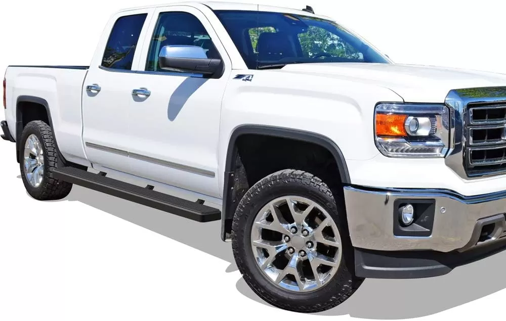 imageAPS Running Boards Nerf Bars Side Steps Compatible with Chevy Silverado GMC Sierra 20072018 Double Cab Extended Cab 55ft Short Bed ampamp 2500 2019 Exclude 07 Classic Black 6in Wheel to Wheel