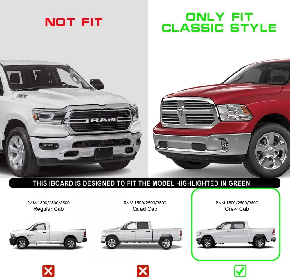 imageAPS Running Boards Style Compatible with Ram 1500 20092018 Crew Cab ampamp Ram 2500 3500 20102024 Nerf Bars Side Steps Side BarsAluminum Silver