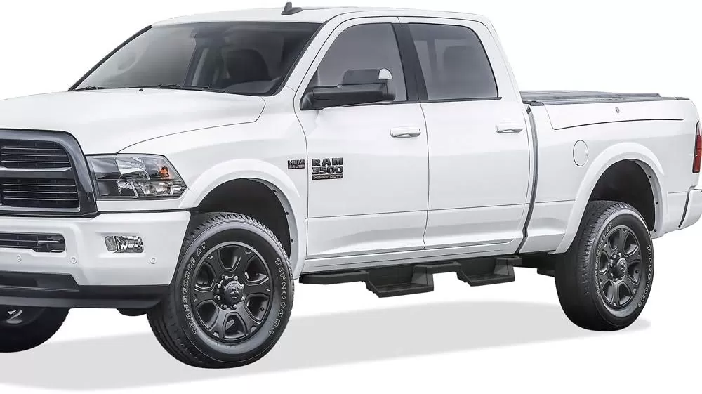 imageAPS Stainless Steel 65in Nerf Bars Pocket Steps Square Tube Rocker Guards Compatible with Dodge Ram 1500 2500 3500 Crew Cab 0918