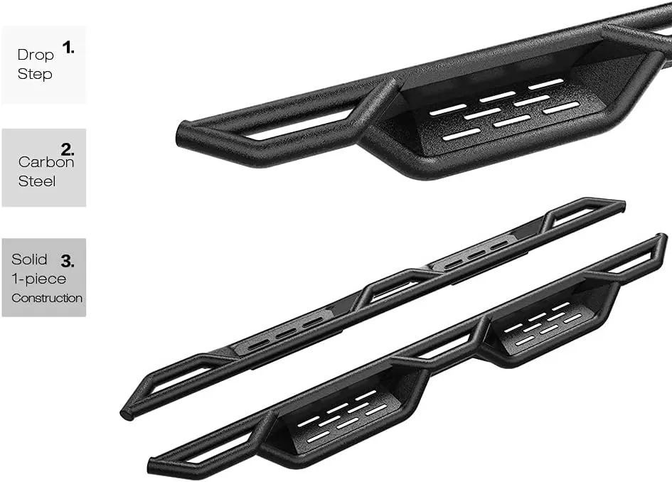 imageAPS Stainless Steel Pocket Steps Running Boards Side Bars Compatible with Chevy Silverado GMC Sierra 20072018 Double Cab Extended Cab ampamp 2500 HD 2019 Exclude 07 ClassicInclude 19 1500 LDBlack