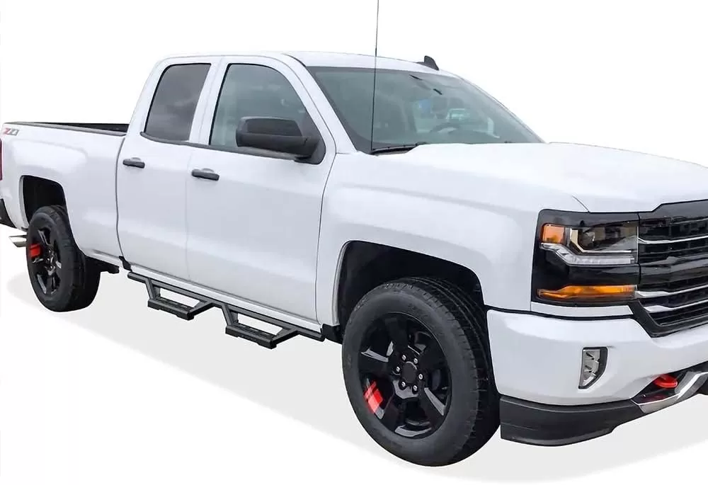 imageAPS Stainless Steel Pocket Steps Running Boards Side Bars Compatible with Chevy Silverado GMC Sierra 20072018 Double Cab Extended Cab ampamp 2500 HD 2019 Exclude 07 ClassicInclude 19 1500 LDBlack