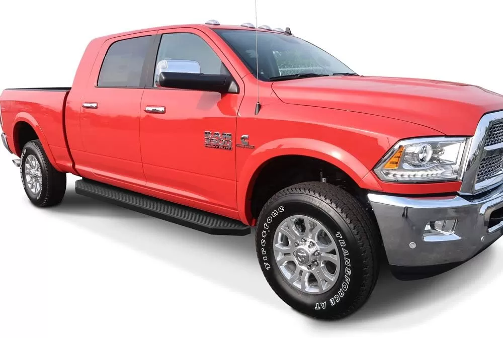imageAPS iBoard Third Generation Black Aluminum Flat Style Running Boards Side Step for Selected Ram 1500 2500 3500 Crew CabAluminum Black