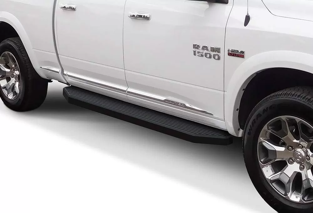 imageAPS iBoard Third Generation Black Aluminum Flat Style Running Boards Side Step for Selected Ram 1500 2500 3500 Crew CabBlack