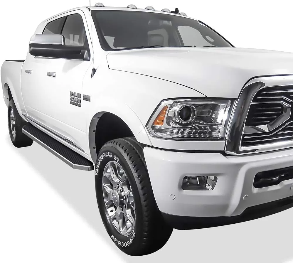 imageAPS iBoard Third Generation Black Aluminum Flat Style Running Boards Side Step for Selected Ram 1500 2500 3500 Crew CabPolished