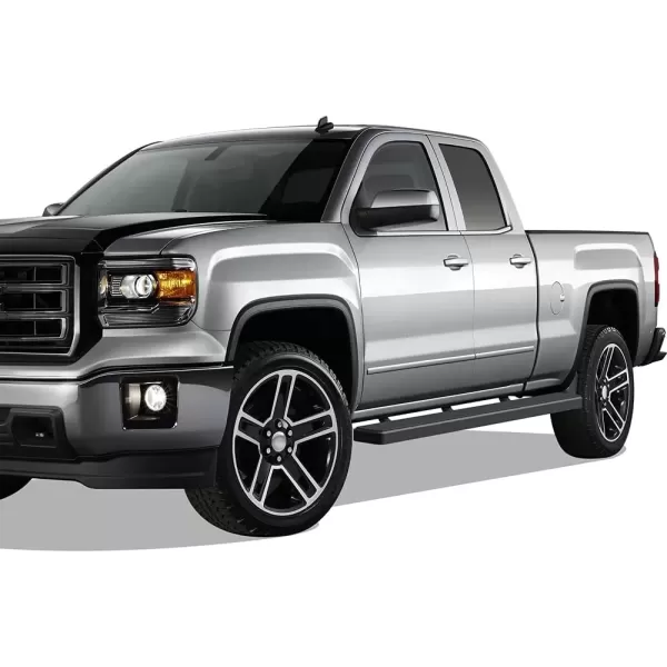 imageAPS 5in WheeltoWheel Black Bars Compatible with Silverado Sierra Double Cab 55ft Bed 0718