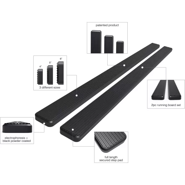 imageAPS 5in WheeltoWheel Black Bars Compatible with Silverado Sierra Double Cab 55ft Bed 0718