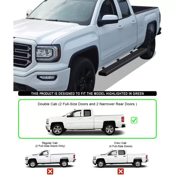 imageAPS 5in WheeltoWheel Black Bars Compatible with Silverado Sierra Double Cab 55ft Bed 0718