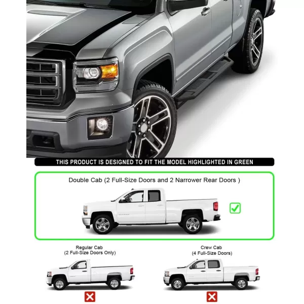 imageAPS 65in Side Armor Stainless Steel Running Boards Compatible with Chevy Silverado GMC Sierra 20072018 Double Cab Extended Cab ampamp 2500 HD 2019 Exclude 07 ClassicInclude 19 1500 LD Nerf Bar Step