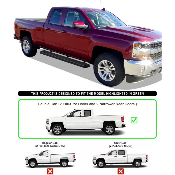 imageAPS Black 5in Wheel to Wheel Running Boards Nerf Bars Steps Compatible with Chevy Silverado GMC Sierra 20072018 Double Cab Extended Cab 55ft Short Bed ampamp 2500 2019 Exclude 07 ClassicBlack