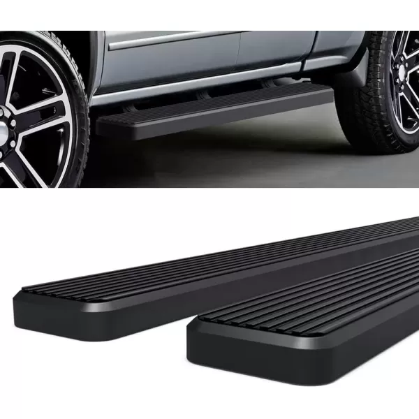 imageAPS Black 5in Wheel to Wheel Running Boards Nerf Bars Steps Compatible with Chevy Silverado GMC Sierra 20072018 Double Cab Extended Cab 55ft Short Bed ampamp 2500 2019 Exclude 07 ClassicBlack