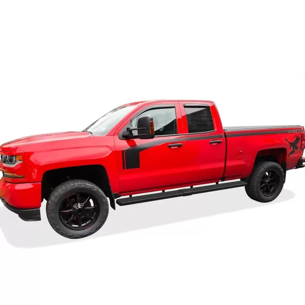 imageAPS Black 5in Wheel to Wheel Running Boards Nerf Bars Steps Compatible with Chevy Silverado GMC Sierra 20072018 Double Cab Extended Cab 55ft Short Bed ampamp 2500 2019 Exclude 07 ClassicAluminum Black