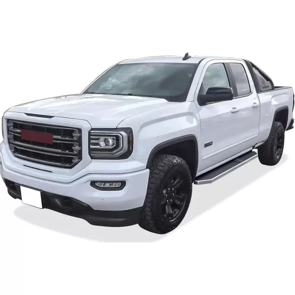 imageAPS Black 5in Wheel to Wheel Running Boards Nerf Bars Steps Compatible with Chevy Silverado GMC Sierra 20072018 Double Cab Extended Cab 55ft Short Bed ampamp 2500 2019 Exclude 07 ClassicPolished