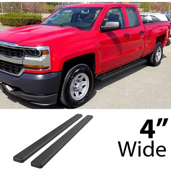 imageAPS Black 5in Wheel to Wheel Running Boards Nerf Bars Steps Compatible with Chevy Silverado GMC Sierra 20072018 Double Cab Extended Cab 55ft Short Bed ampamp 2500 2019 Exclude 07 ClassicAluminum Black