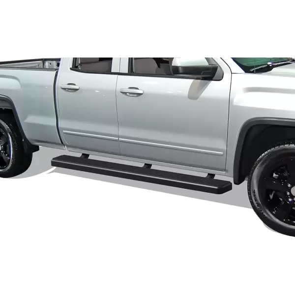 imageAPS Black 5in Wheel to Wheel Running Boards Nerf Bars Steps Compatible with Chevy Silverado GMC Sierra 20072018 Double Cab Extended Cab 55ft Short Bed ampamp 2500 2019 Exclude 07 ClassicStainless Steel Black