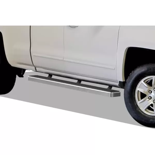 imageAPS Black 5in Wheel to Wheel Running Boards Nerf Bars Steps Compatible with Chevy Silverado GMC Sierra 20072018 Double Cab Extended Cab 55ft Short Bed ampamp 2500 2019 Exclude 07 ClassicAluminum Silver