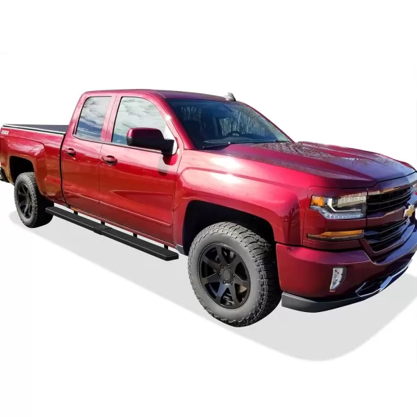 imageAPS Black 5in Wheel to Wheel Running Boards Nerf Bars Steps Compatible with Chevy Silverado GMC Sierra 20072018 Double Cab Extended Cab 55ft Short Bed ampamp 2500 2019 Exclude 07 ClassicAluminum Black