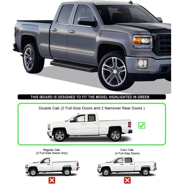 imageAPS Black 5in Wheel to Wheel Running Boards Nerf Bars Steps Compatible with Chevy Silverado GMC Sierra 20072018 Double Cab Extended Cab 55ft Short Bed ampamp 2500 2019 Exclude 07 ClassicAluminum Black