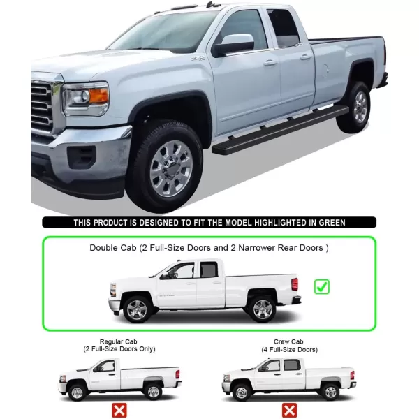 imageAPS Black 5in Wheel to Wheel Running Boards Nerf Bars Steps Compatible with Chevy Silverado GMC Sierra 20072018 Double Cab Extended Cab 55ft Short Bed ampamp 2500 2019 Exclude 07 ClassicAluminum Black