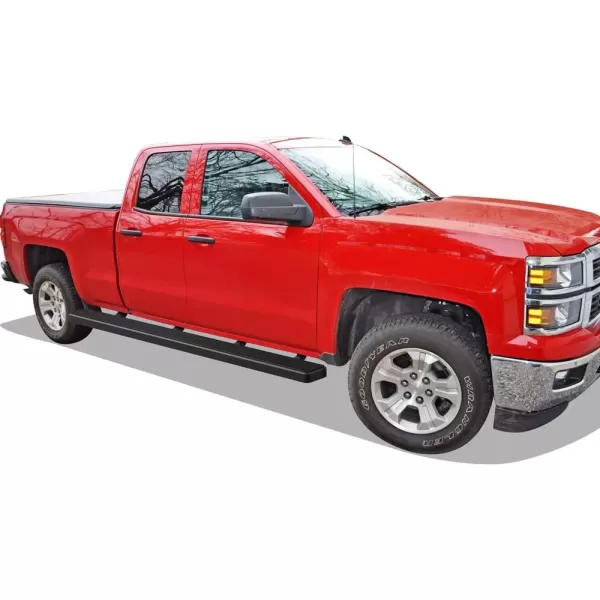 imageAPS Black 5in Wheel to Wheel Running Boards Nerf Bars Steps Compatible with Chevy Silverado GMC Sierra 20072018 Double Cab Extended Cab 55ft Short Bed ampamp 2500 2019 Exclude 07 ClassicAluminum Black