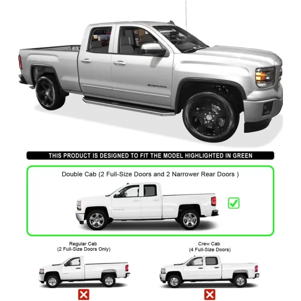 imageAPS Black 5in Wheel to Wheel Running Boards Nerf Bars Steps Compatible with Chevy Silverado GMC Sierra 20072018 Double Cab Extended Cab 55ft Short Bed ampamp 2500 2019 Exclude 07 ClassicPolished