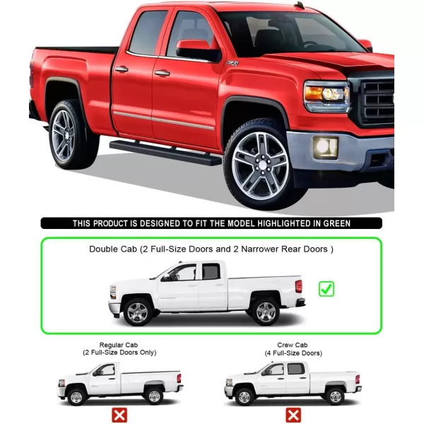 imageAPS Black 5in Wheel to Wheel Running Boards Nerf Bars Steps Compatible with Chevy Silverado GMC Sierra 20072018 Double Cab Extended Cab 55ft Short Bed ampamp 2500 2019 Exclude 07 ClassicAluminum Black