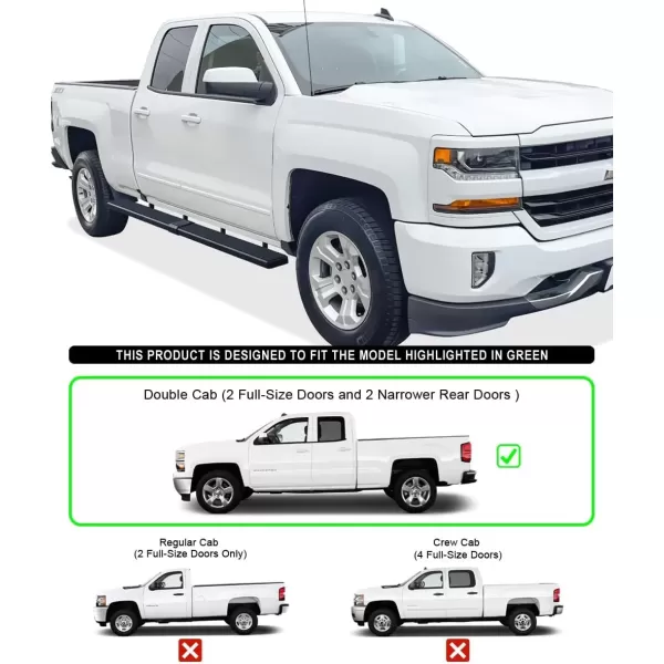 imageAPS Black 5in Wheel to Wheel Running Boards Nerf Bars Steps Compatible with Chevy Silverado GMC Sierra 20072018 Double Cab Extended Cab 55ft Short Bed ampamp 2500 2019 Exclude 07 ClassicAluminum Black