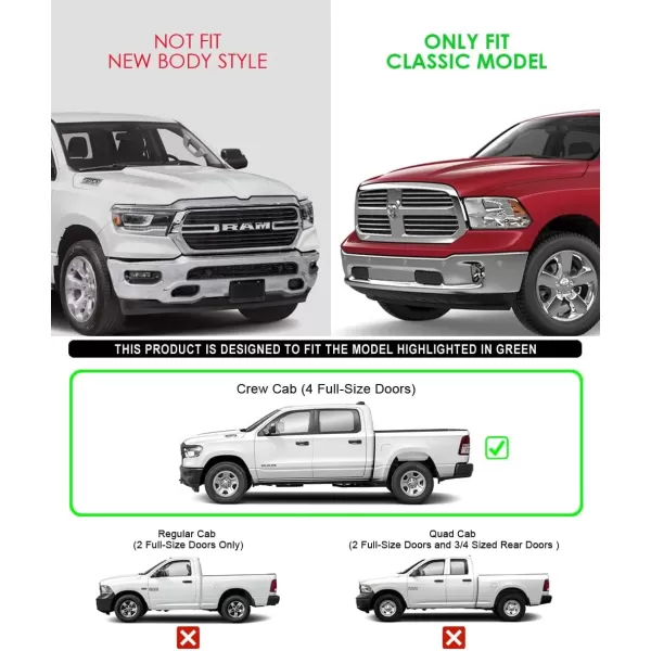 imageAPS Black Running Board Running Boards Nerf Bars Side Steps Step Rail Compatible with Ram 1500 20092018 Crew Cab ampamp Ram 2500 3500 20102024Aluminum Black