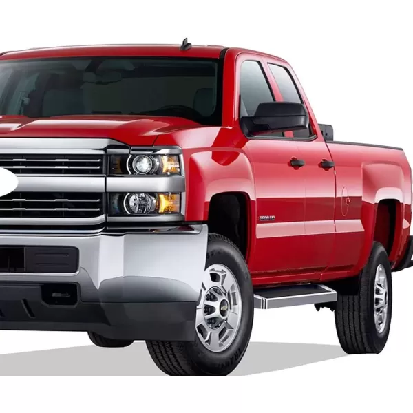 imageAPS Black Running Boards Style Compatible with Chevy Silverado GMC Sierra 20072018 Double Cab Extended Cab ampamp 2500 HD 2019 Exclude 07 ClassicInclude 19 1500 LD Nerf Bars Steps 6inAluminum Silver