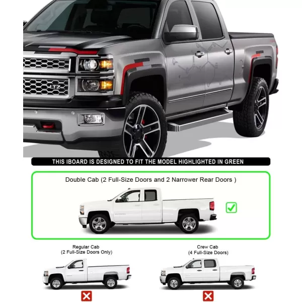 imageAPS Black Running Boards Style Compatible with Chevy Silverado GMC Sierra 20072018 Double Cab Extended Cab ampamp 2500 HD 2019 Exclude 07 ClassicInclude 19 1500 LD Nerf Bars Steps 6inAluminum Silver