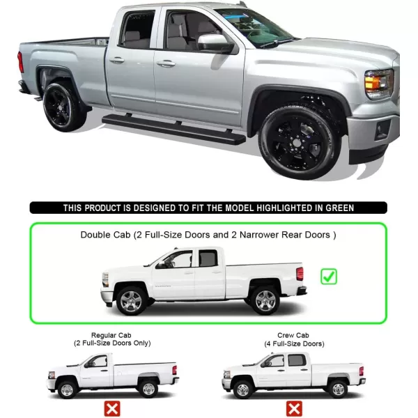 imageAPS Black Running Boards Style Compatible with Chevy Silverado GMC Sierra 20072018 Double Cab Extended Cab ampamp 2500 HD 2019 Exclude 07 ClassicInclude 19 1500 LD Nerf Bars Steps 6inStainless Steel Black
