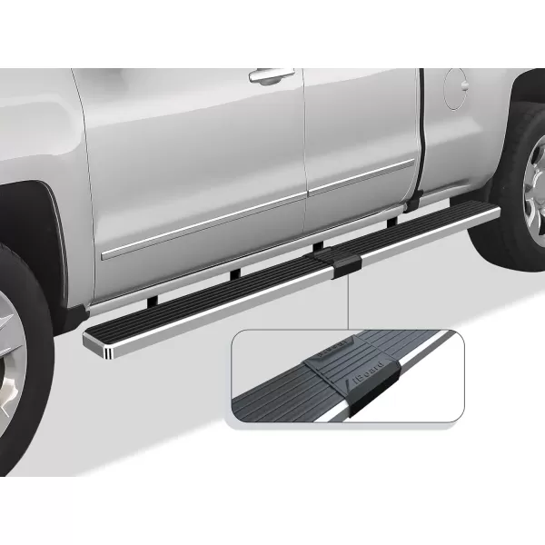 imageAPS Black Running Boards Style Compatible with Chevy Silverado GMC Sierra 20072018 Double Cab Extended Cab ampamp 2500 HD 2019 Exclude 07 ClassicInclude 19 1500 LD Nerf Bars Steps 6inStainless Steel Polished