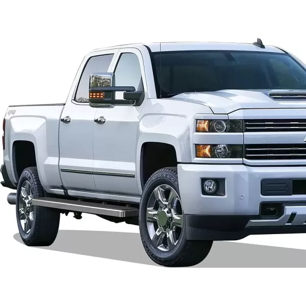 imageAPS Black Running Boards Style Compatible with Chevy Silverado GMC Sierra 20072018 Double Cab Extended Cab ampamp 2500 HD 2019 Exclude 07 ClassicInclude 19 1500 LD Nerf Bars Steps 6inStainless Steel Polished