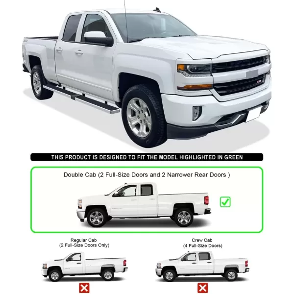 imageAPS Black Running Boards Style Compatible with Chevy Silverado GMC Sierra 20072018 Double Cab Extended Cab ampamp 2500 HD 2019 Exclude 07 ClassicInclude 19 1500 LD Nerf Bars Steps 6inAluminum Silver