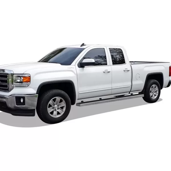 imageAPS Black Running Boards Style Compatible with Chevy Silverado GMC Sierra 20072018 Double Cab Extended Cab ampamp 2500 HD 2019 Exclude 07 ClassicInclude 19 1500 LD Nerf Bars Steps 6inAluminum Silver