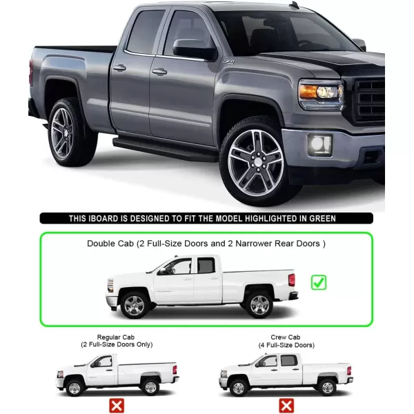 imageAPS Black Running Boards Style Compatible with Chevy Silverado GMC Sierra 20072018 Double Cab Extended Cab ampamp 2500 HD 2019 Exclude 07 ClassicInclude 19 1500 LD Nerf Bars Steps 6inAluminum Black