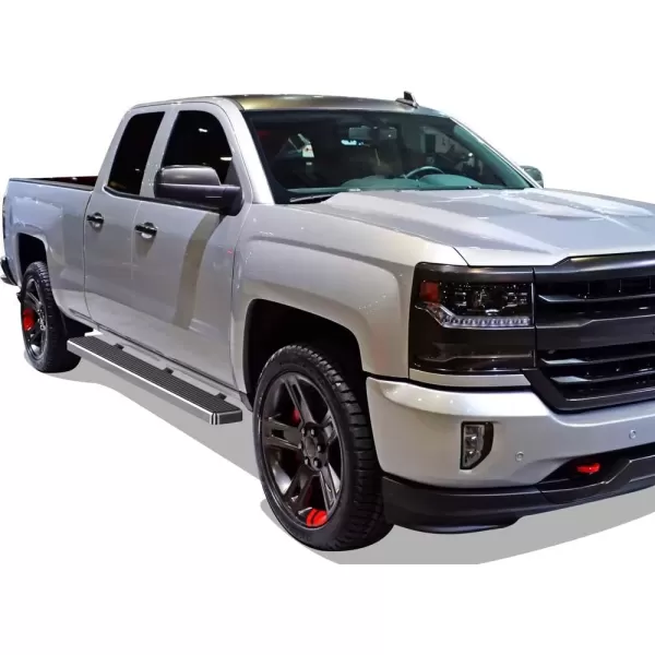 imageAPS Black Running Boards Style Compatible with Chevy Silverado GMC Sierra 20072018 Double Cab Extended Cab ampamp 2500 HD 2019 Exclude 07 ClassicInclude 19 1500 LD Nerf Bars Steps 6inStainless Steel Polished