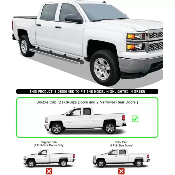 imageAPS Black Running Boards Style Compatible with Chevy Silverado GMC Sierra 20072018 Double Cab Extended Cab ampamp 2500 HD 2019 Exclude 07 ClassicInclude 19 1500 LD Nerf Bars Steps 6inSilver