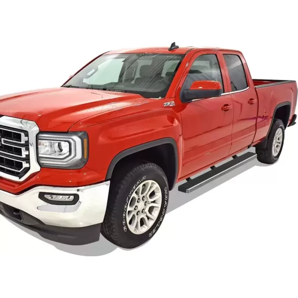 imageAPS Black Running Boards Style Compatible with Chevy Silverado GMC Sierra 20072018 Double Cab Extended Cab ampamp 2500 HD 2019 Exclude 07 ClassicInclude 19 1500 LD Nerf Bars Steps 6inStainless Steel Polished
