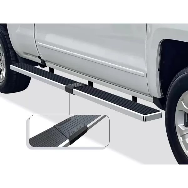 imageAPS Black Running Boards Style Compatible with Chevy Silverado GMC Sierra 20072018 Double Cab Extended Cab ampamp 2500 HD 2019 Exclude 07 ClassicInclude 19 1500 LD Nerf Bars Steps 6inAluminum Silver