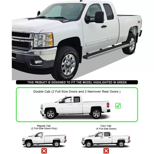 imageAPS Black Running Boards Style Compatible with Chevy Silverado GMC Sierra 20072018 Double Cab Extended Cab ampamp 2500 HD 2019 Exclude 07 ClassicInclude 19 1500 LD Nerf Bars Steps 6inAluminum Silver